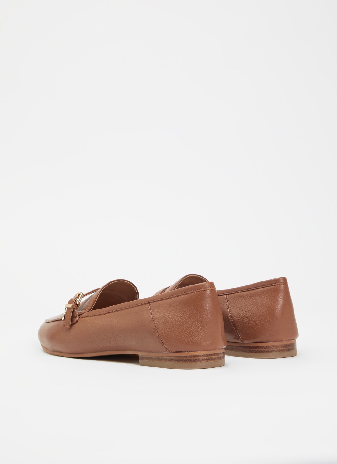 Dune London Greya loafer van leer met gespdetail - achterkant cognac