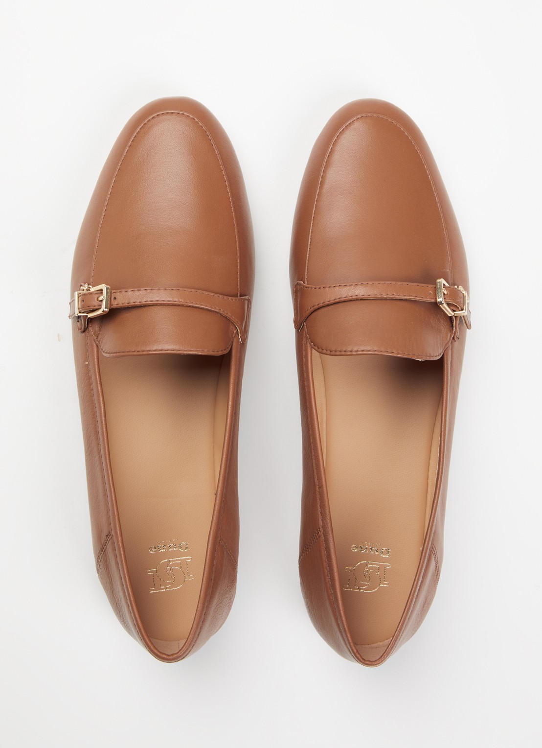 Dune London Greya loafer van leer met gespdetail - detail 3 cognac