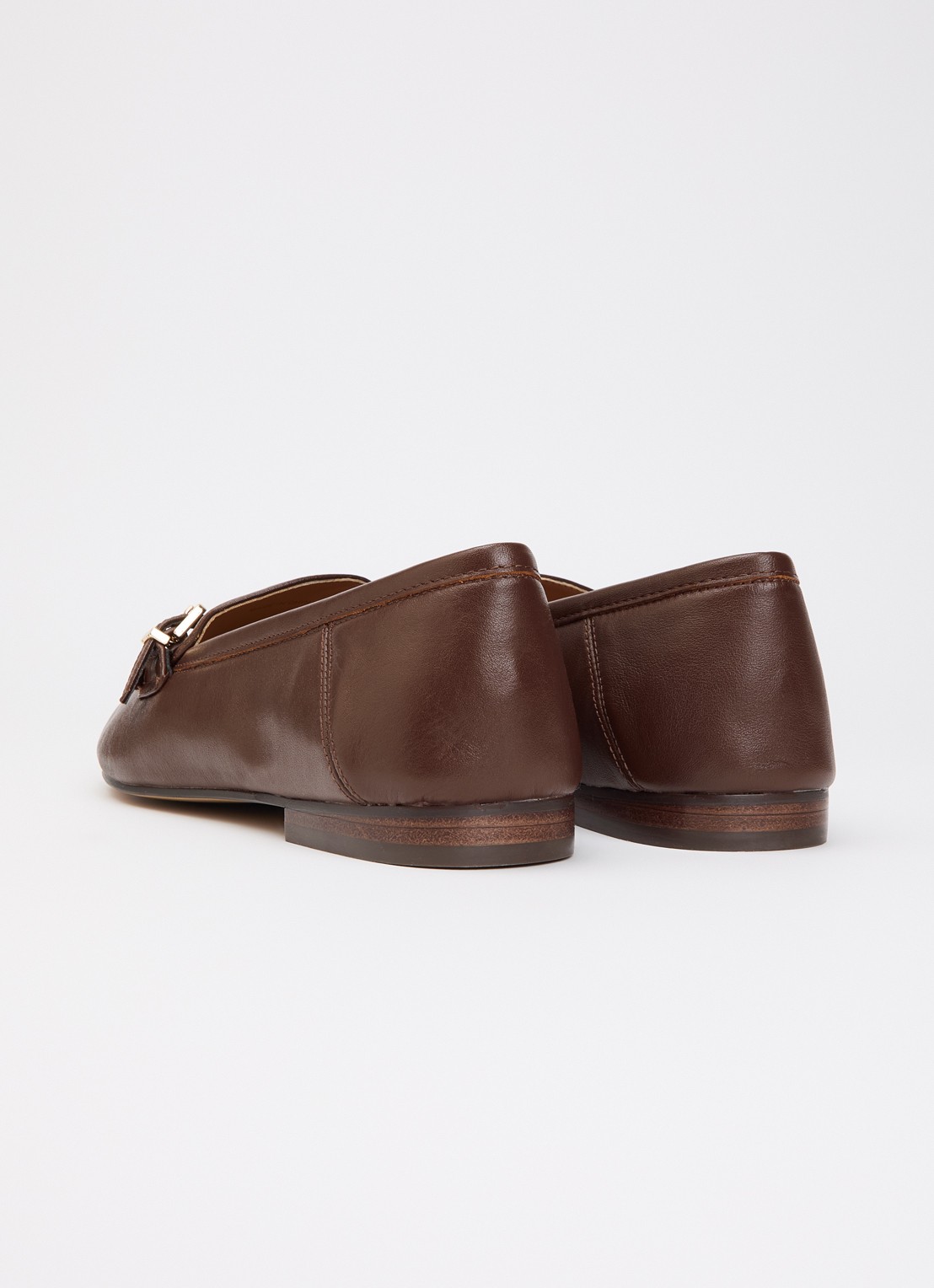 Dune London Greya loafer van leer met gespdetail - achterkant 2 donkerbruin
