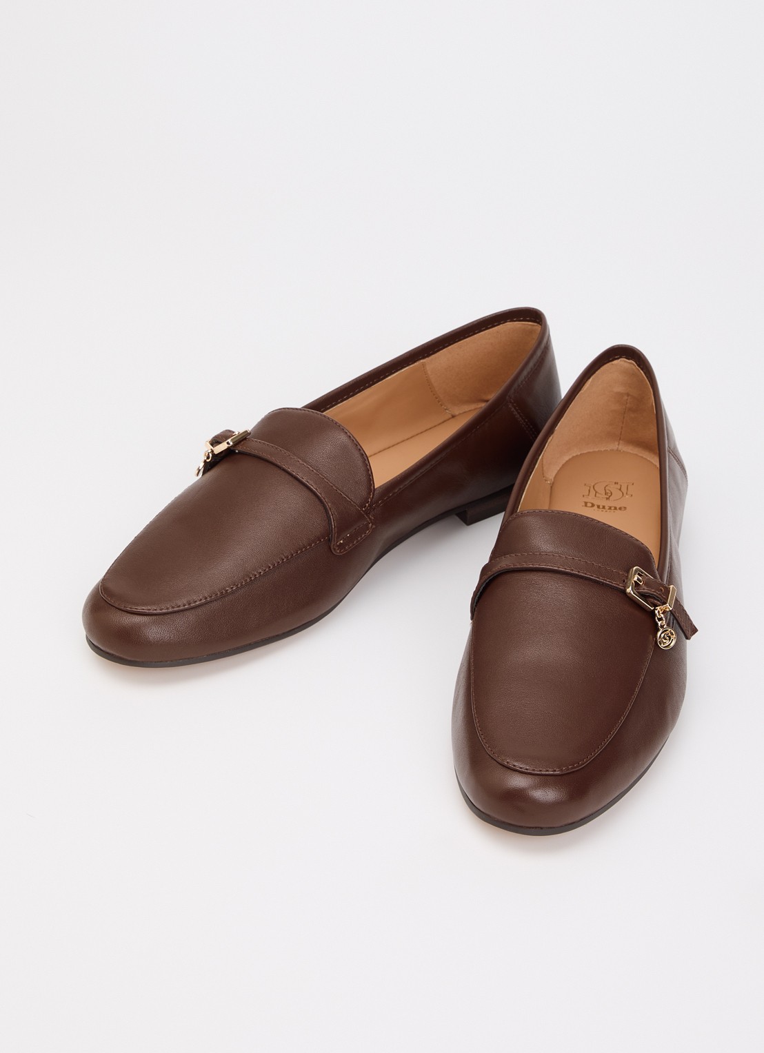 Dune London Greya loafer van leer met gespdetail - detail 3 donkerbruin