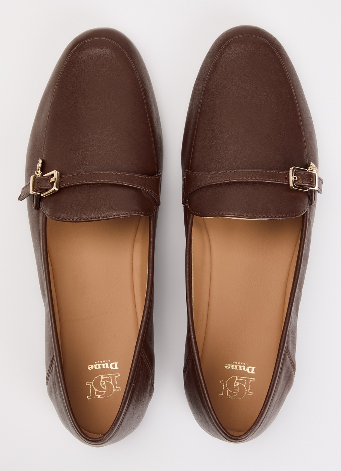 Dune London Greya loafer van leer met gespdetail - detail 4 donkerbruin