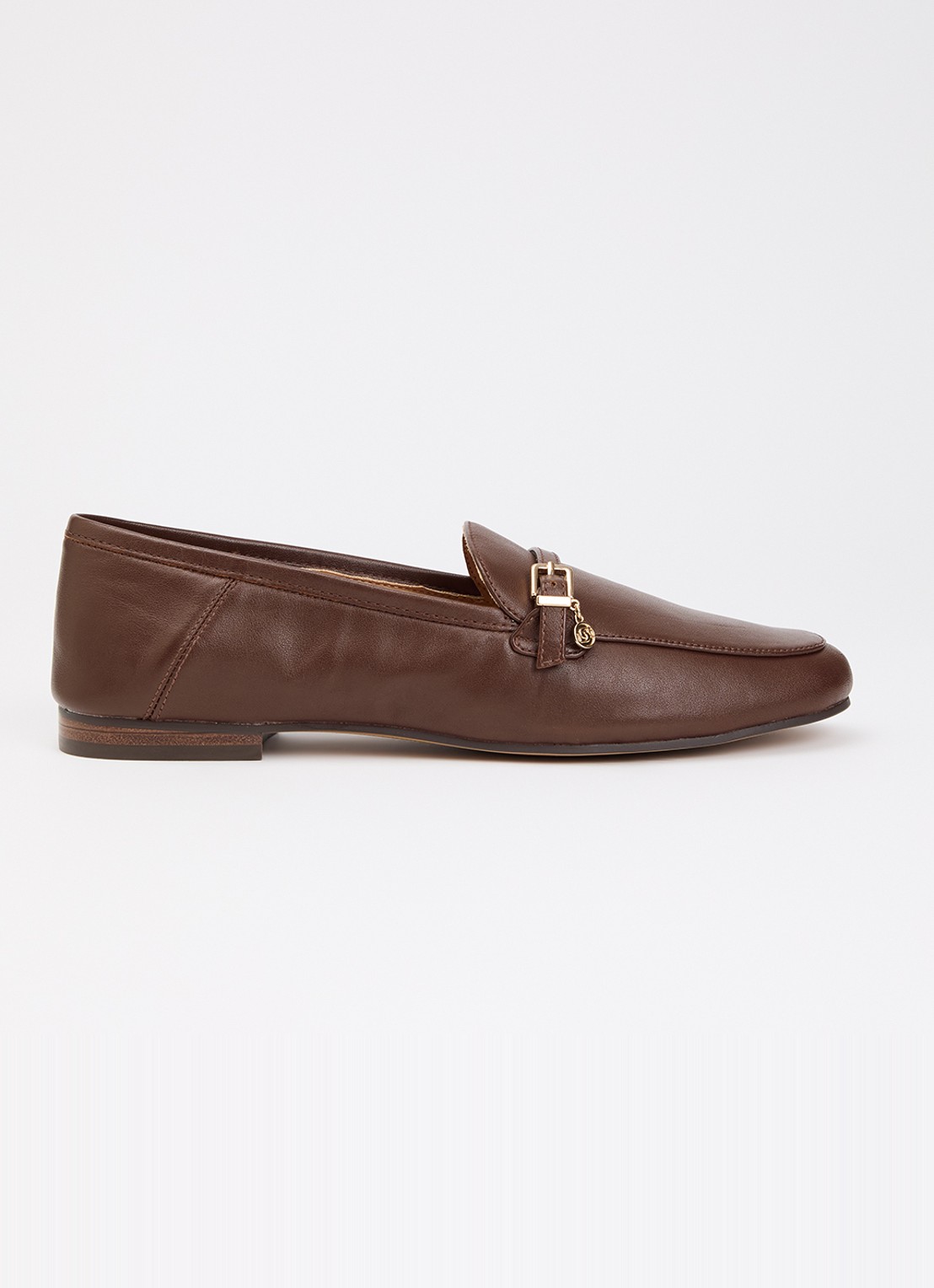 Dune London Greya loafer van leer met gespdetail - voorkant donkerbruin