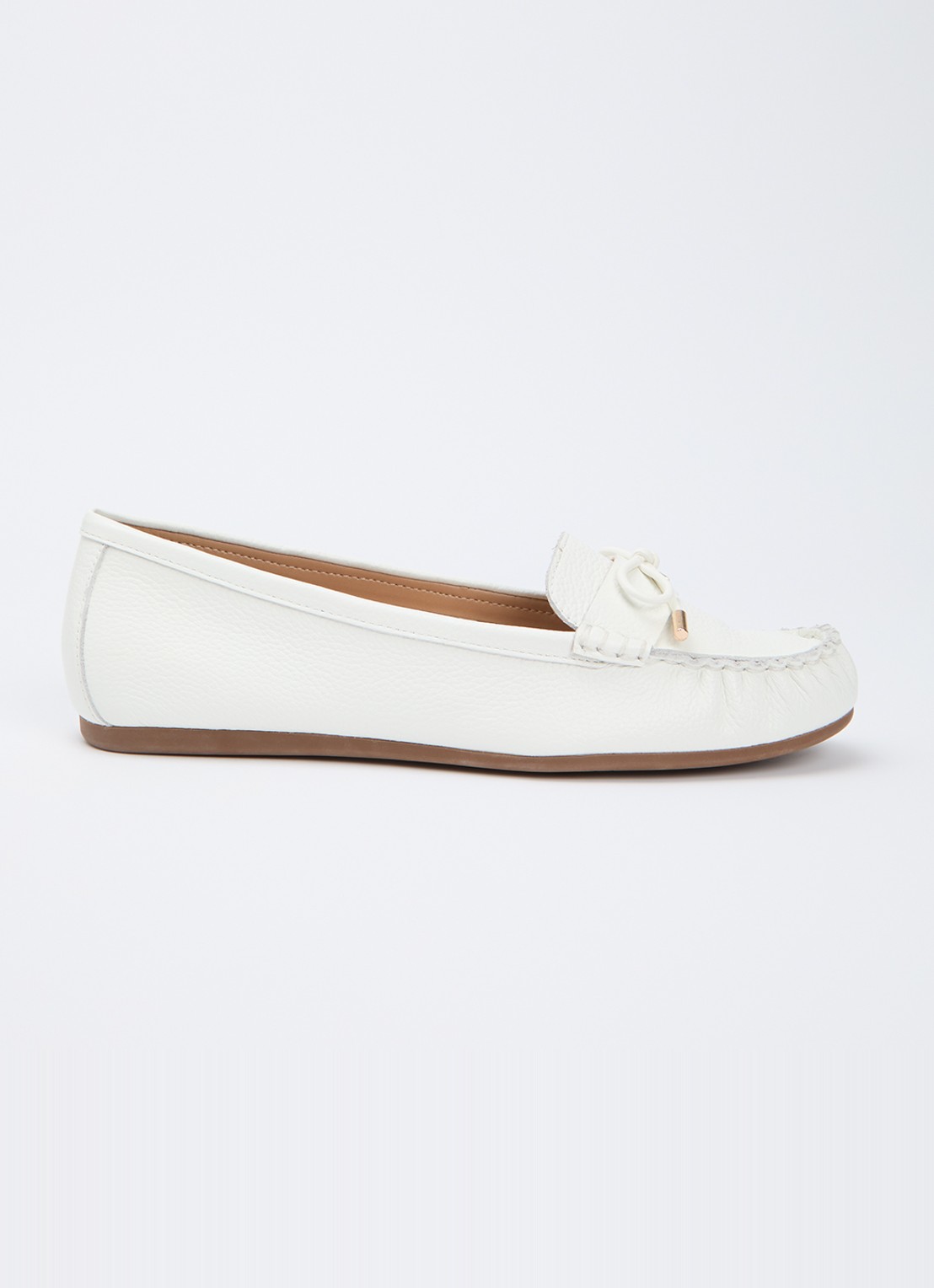 Dune London Grier mocassin van leer - voorkant wit