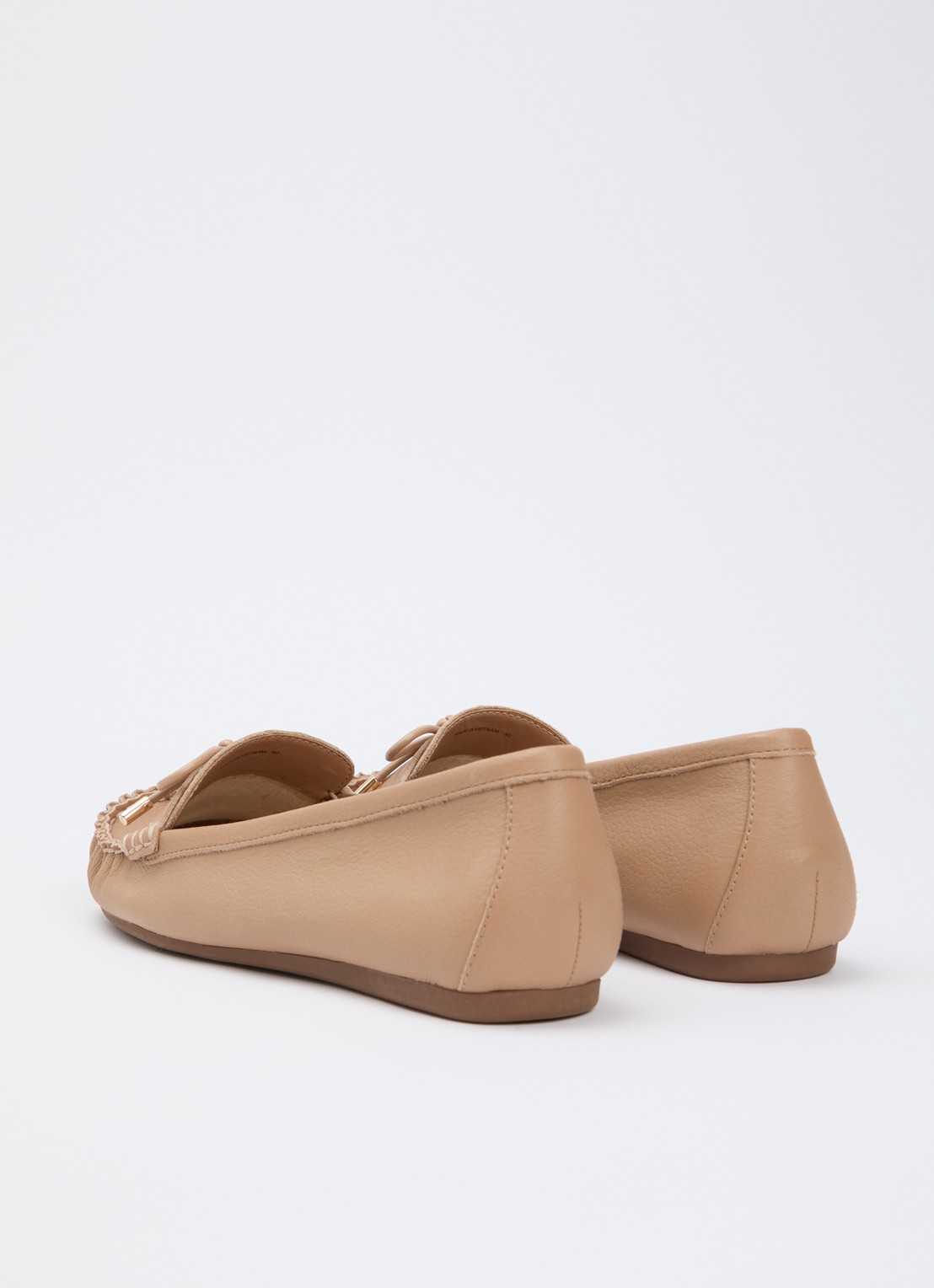 Dune London Grier mocassin van leer - achterkant 2 donkerbeige