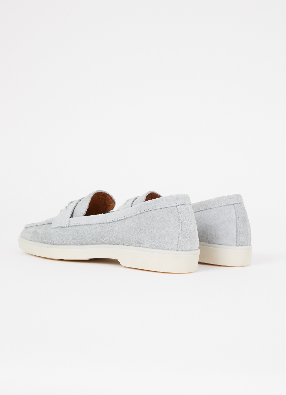Dune London Grinning loafer van suède - achterkant blauwgrijs