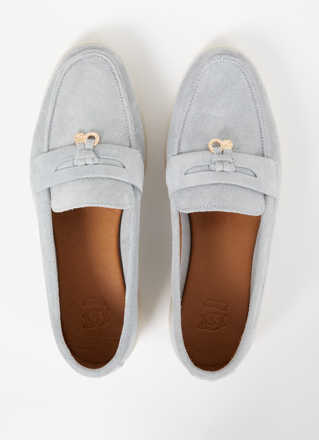 Dune London Grinning loafer van suède - detail 6 blauwgrijs