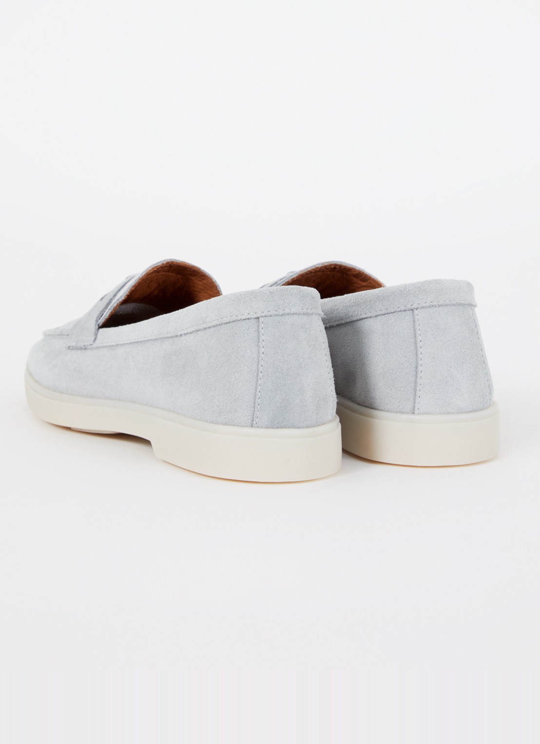Dune London Grinning loafer van suède - achterkant 2 blauwgrijs