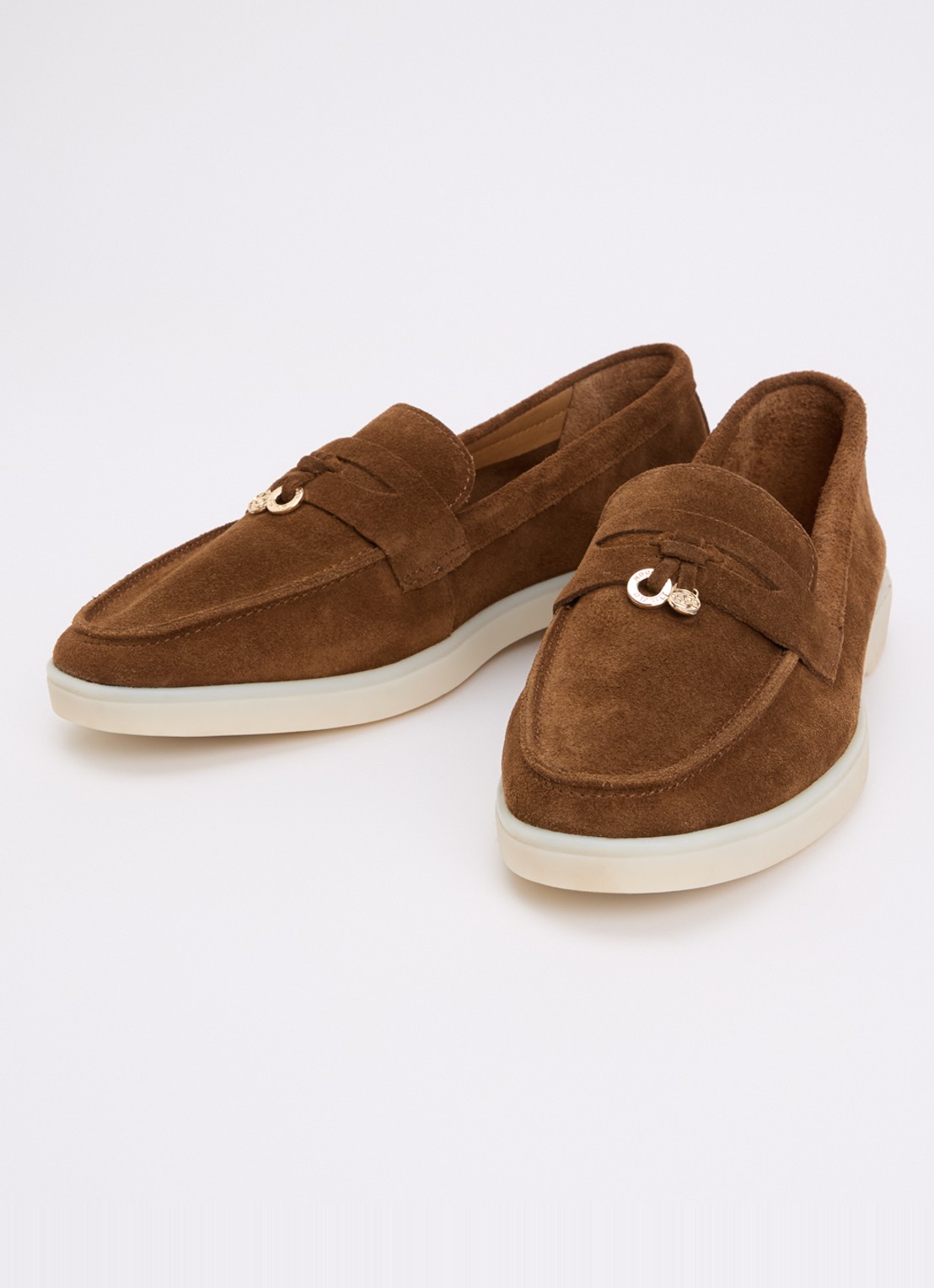 Dune London Grinning loafer van suède - detail 3 cognac