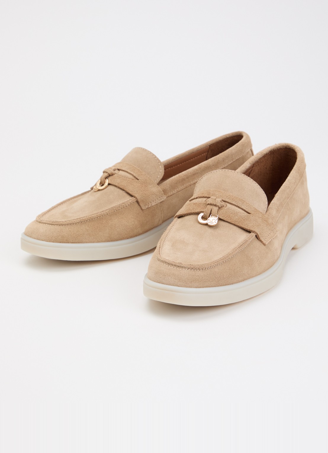 Dune London Grinning loafer van suède - detail 3 zand