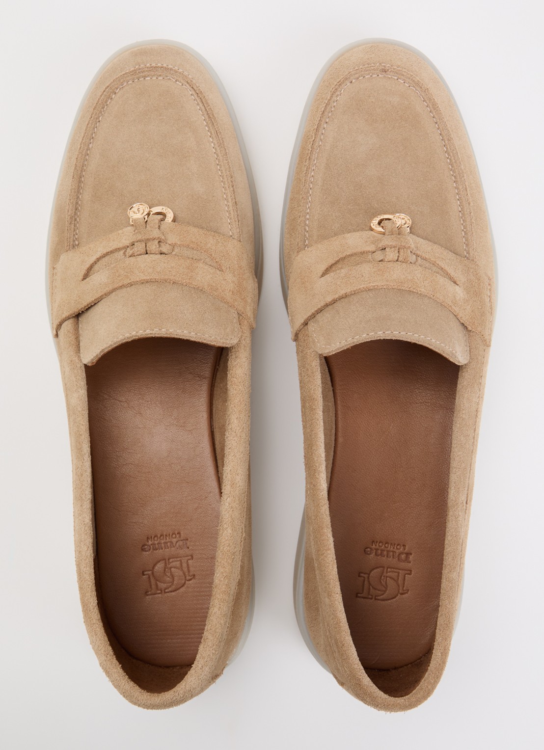 Dune London Grinning loafer van suède - detail 4 zand