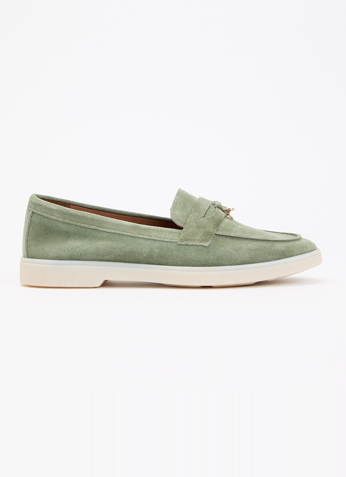 Dune London Grinning loafer van suède - voorkant groen