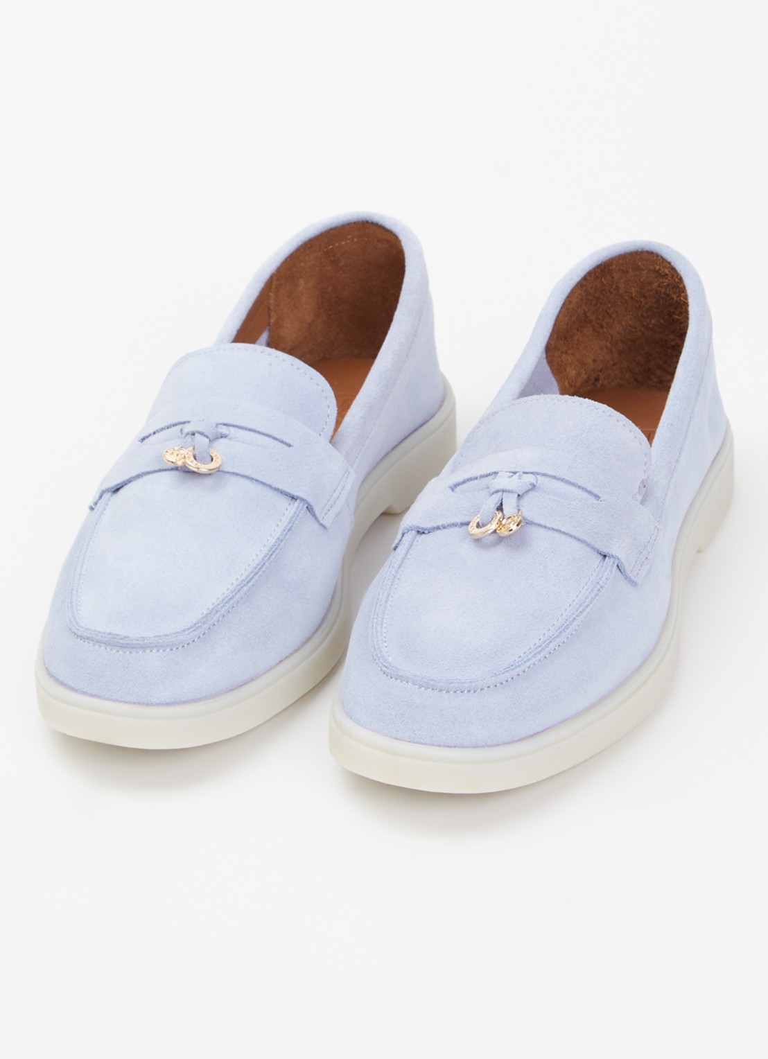 Dune London Grinning loafer van suède - detail lichtblauw