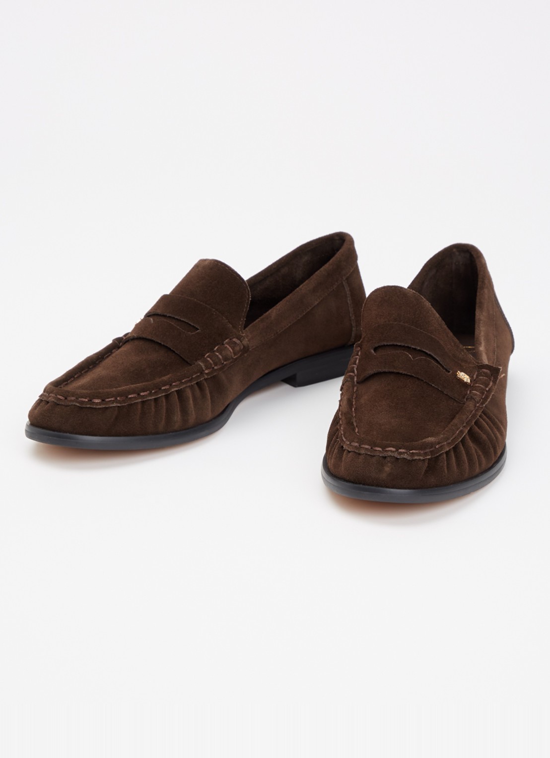 Dune London Grisella loafer van leer - detail 2 donkerbruin