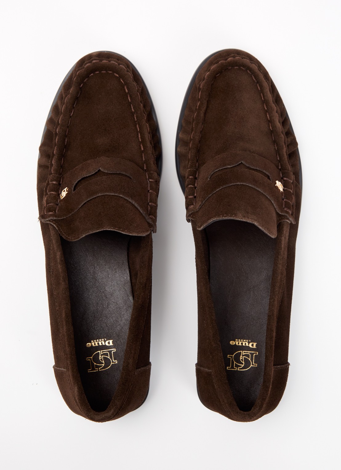 Dune London Grisella loafer van leer - detail 3 donkerbruin