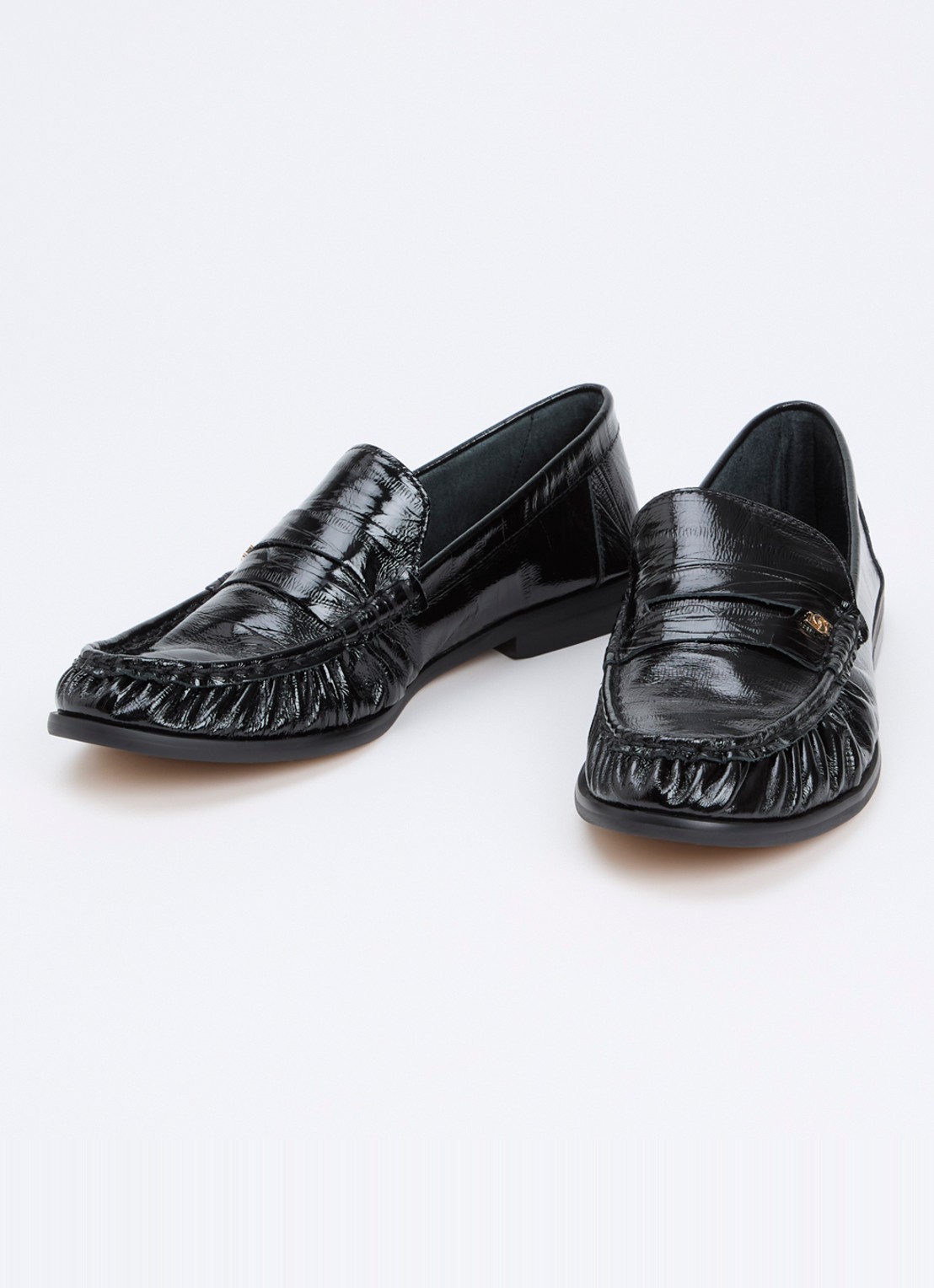 Dune London Grisella loafer van leer - detail zwart