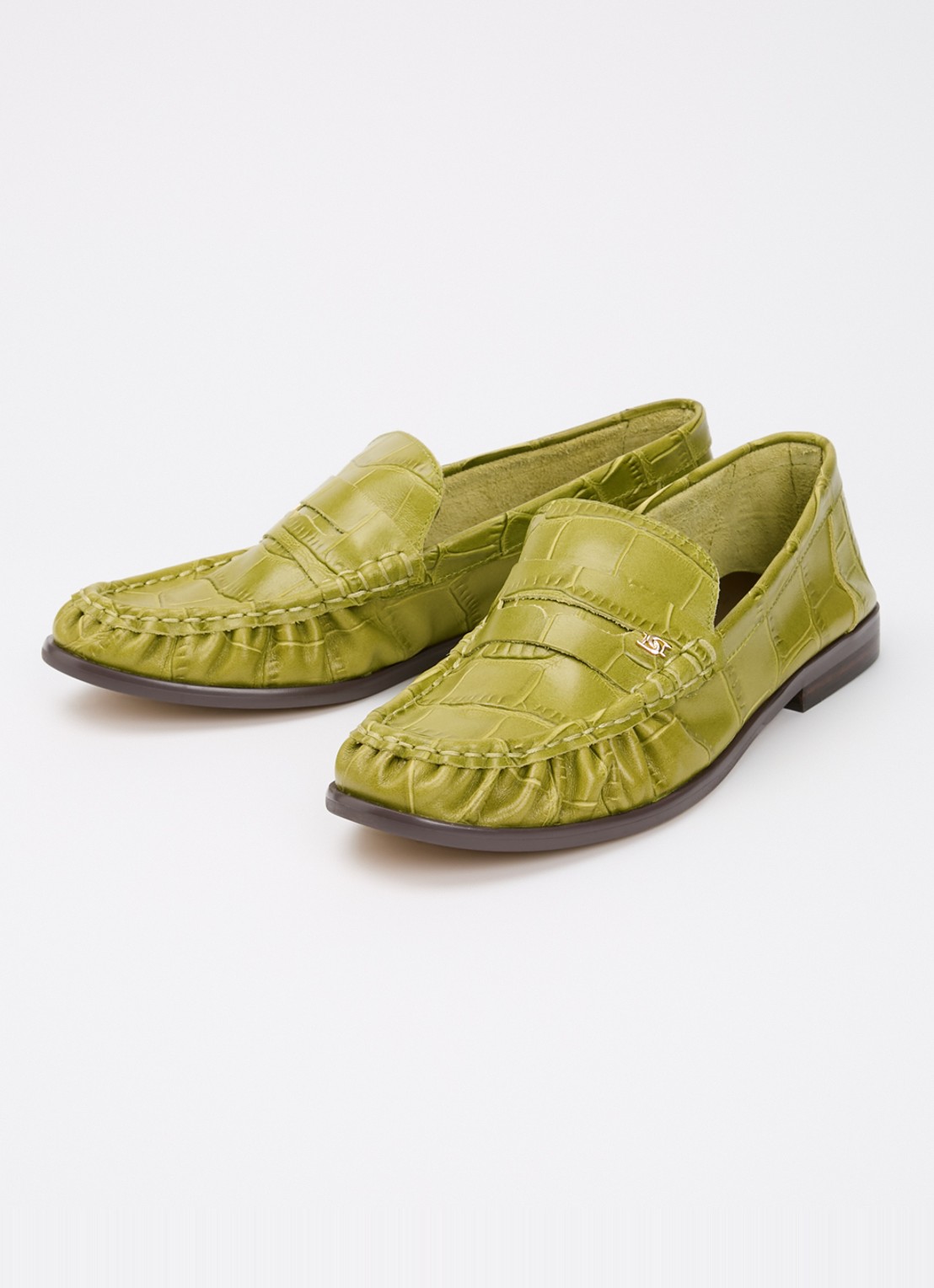 Dune London Grisella loafer van leer - detail 2 groen