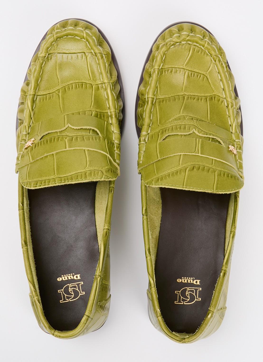 Dune London Grisella loafer van leer - detail 3 groen