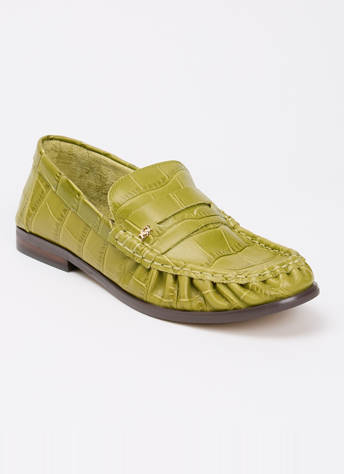 Dune London Grisella loafer van leer - voorkant groen