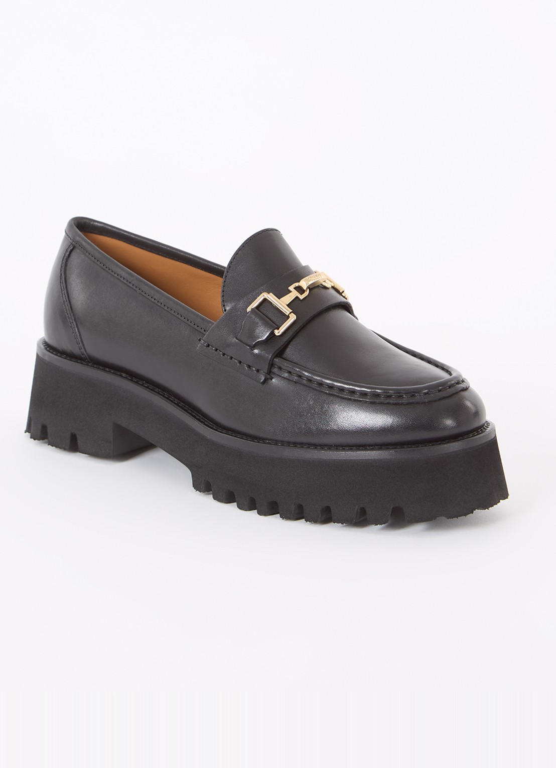 Dune London Groundbreaking loafer van leer - voorkant zwart