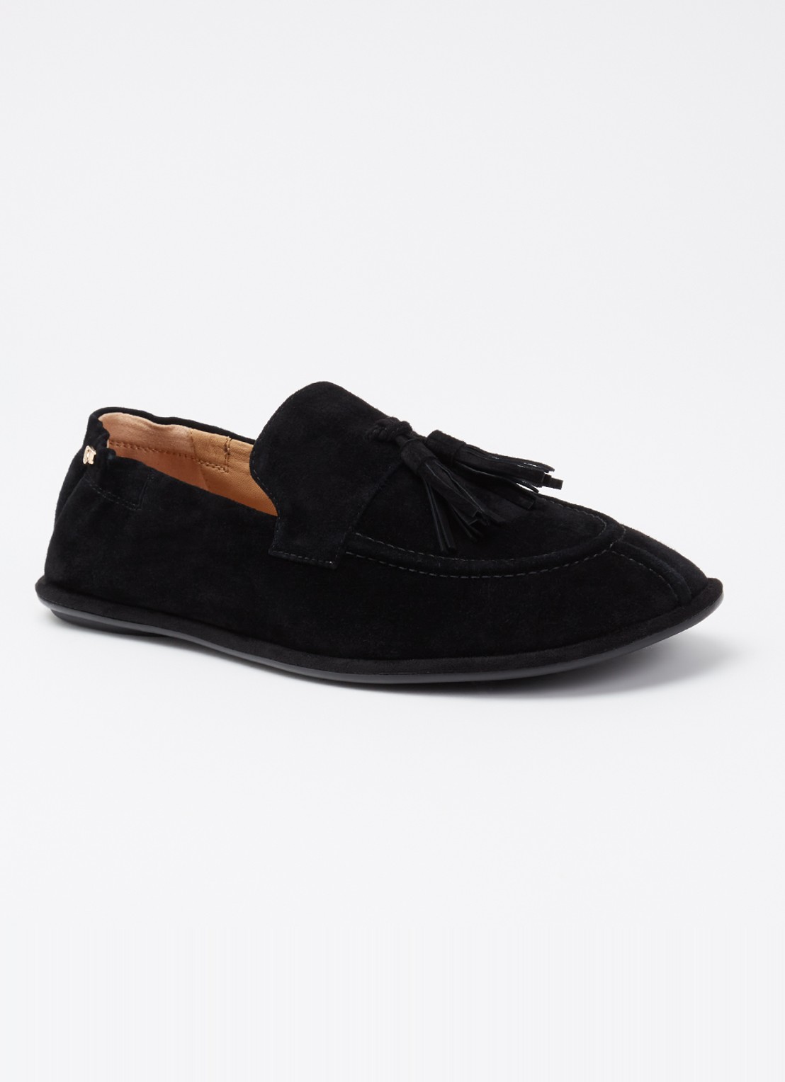 Dune London Grounding loafer van suède - voorkant 2 zwart