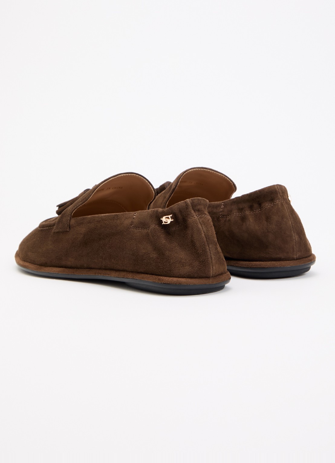 Dune London Grounding loafer van suède - achterkant donkerbruin