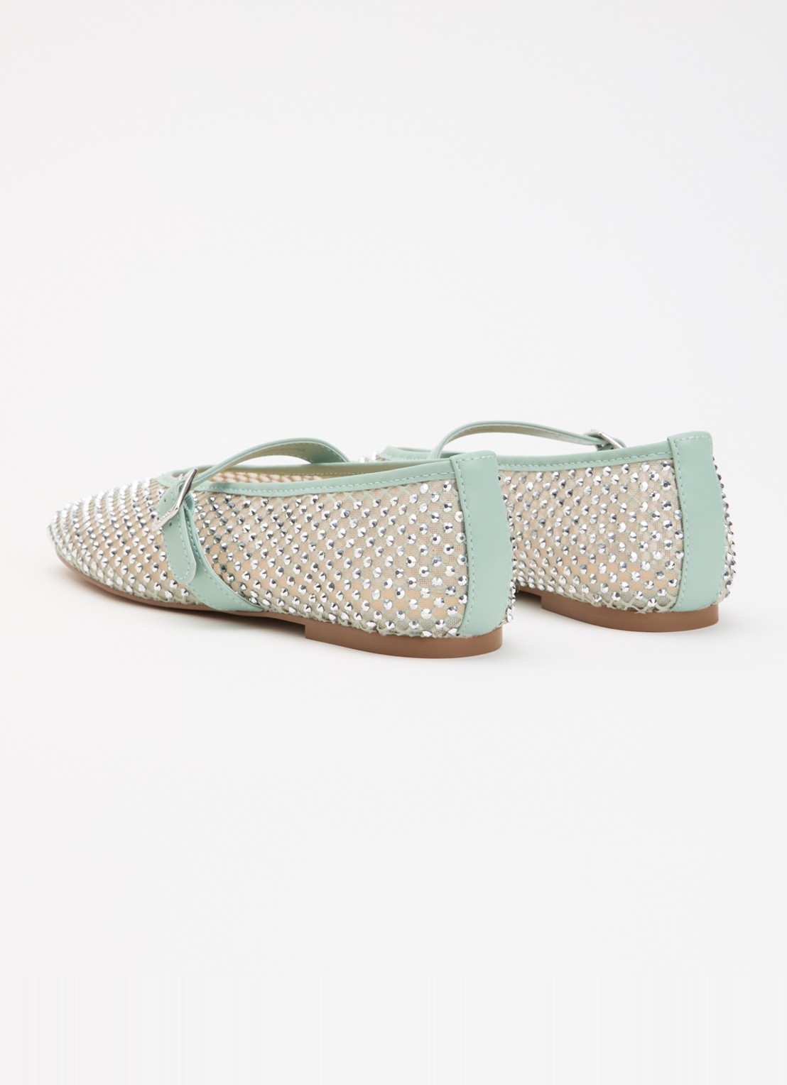 Dune London Haislee ballerina met gestrikt detail - achterkant lindegroen