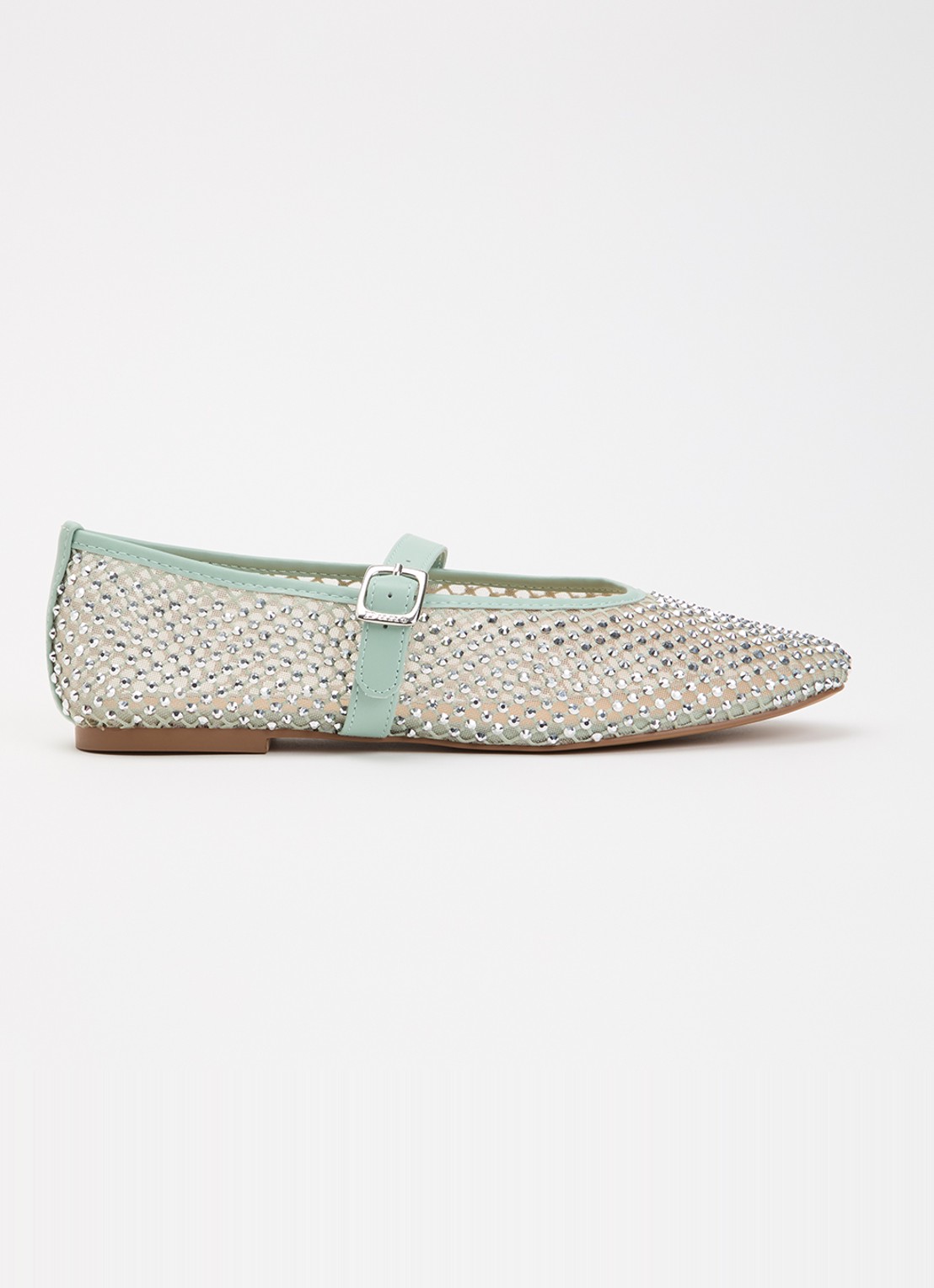 Dune London Haislee ballerina met gestrikt detail - voorkant 2 lindegroen