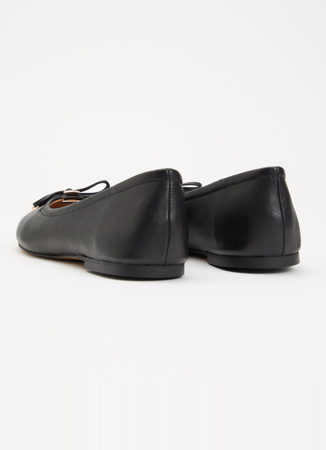 Dune London Hali ballerina van leer met strikdetail - achterkant zwart