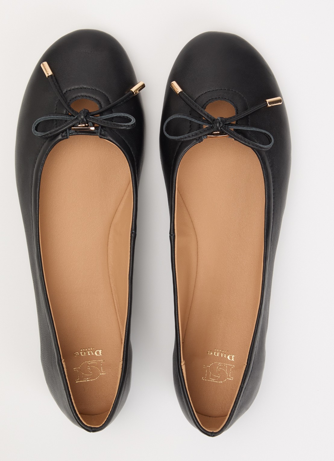 Dune London Hali ballerina van leer met strikdetail - detail 3 zwart