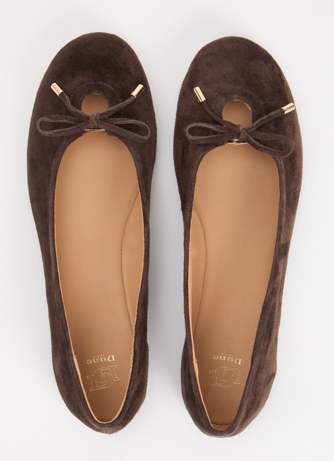 Dune London Hali ballerina van leer met strikdetail - detail 3 bruin