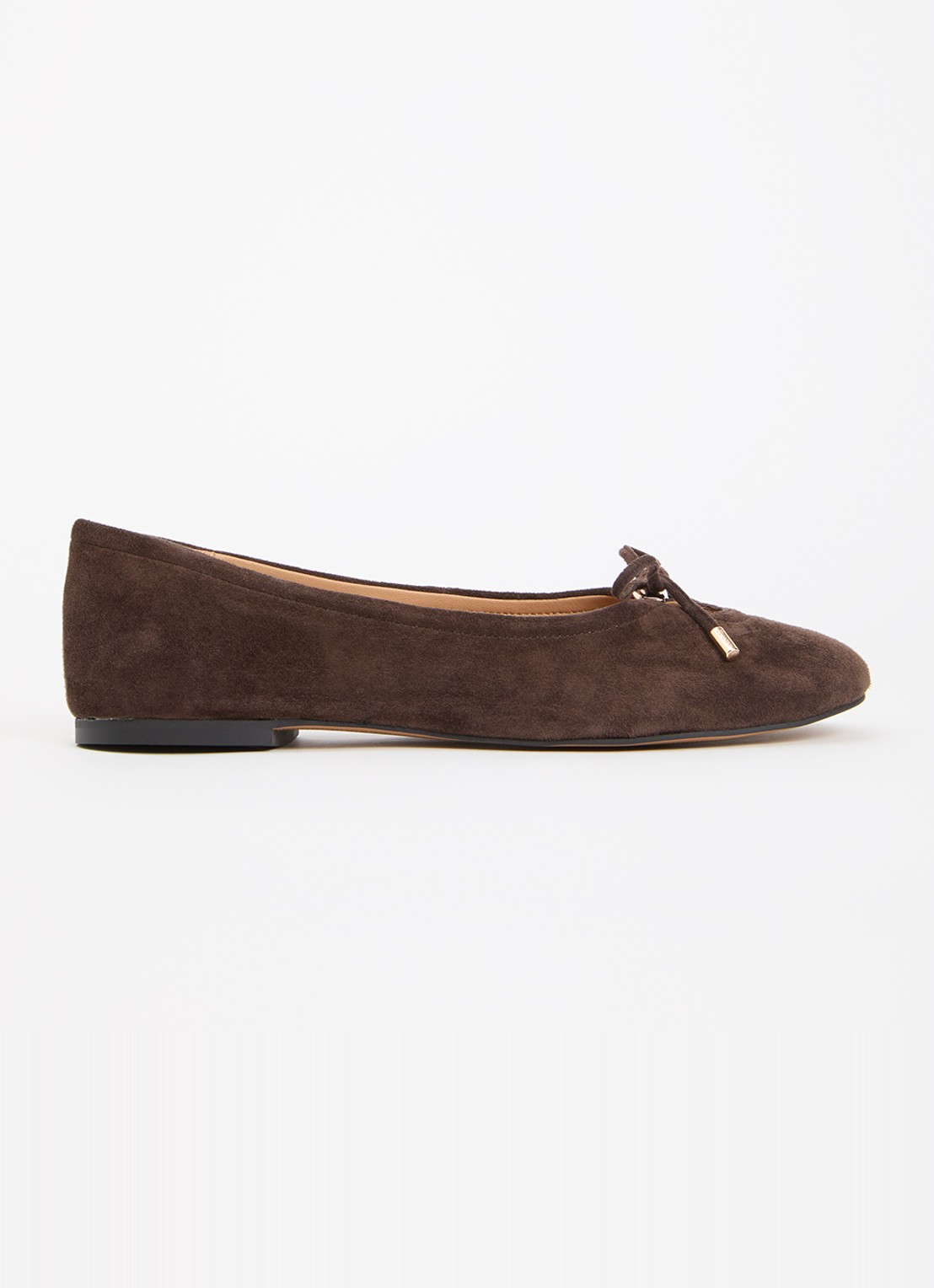 Dune London Hali ballerina van leer met strikdetail - voorkant 5 bruin