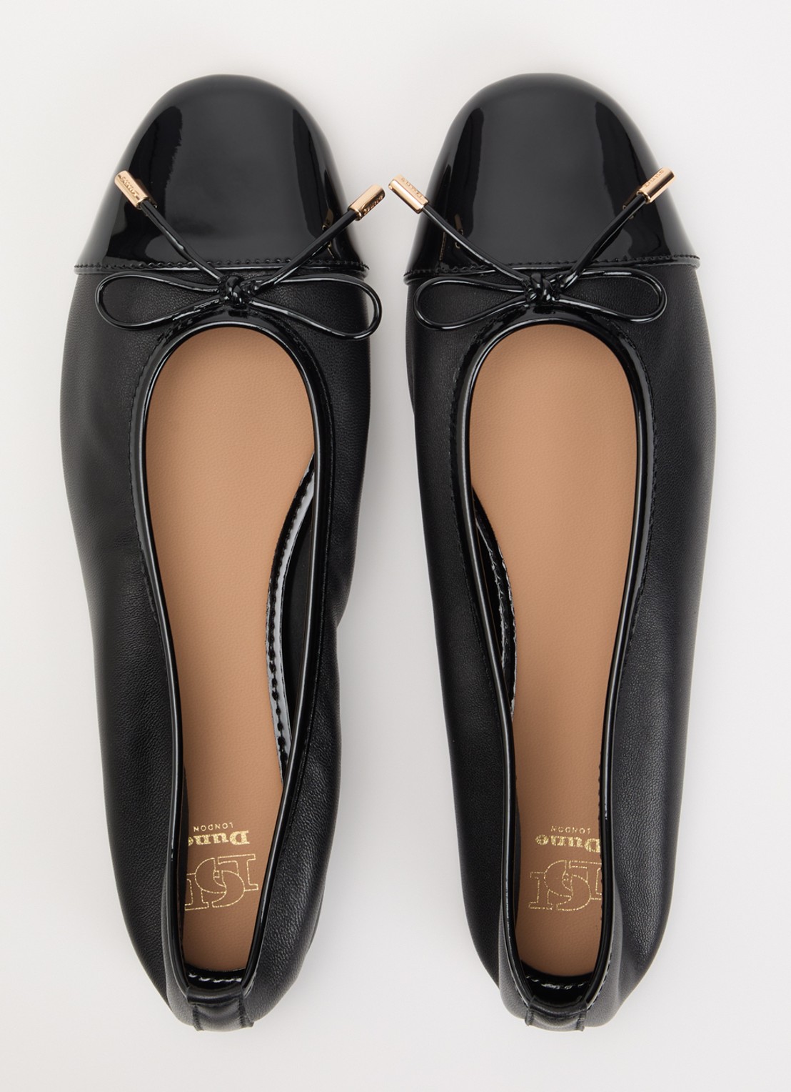 Dune London Haliah ballerina van leer met strikdetail - detail 4 zwart