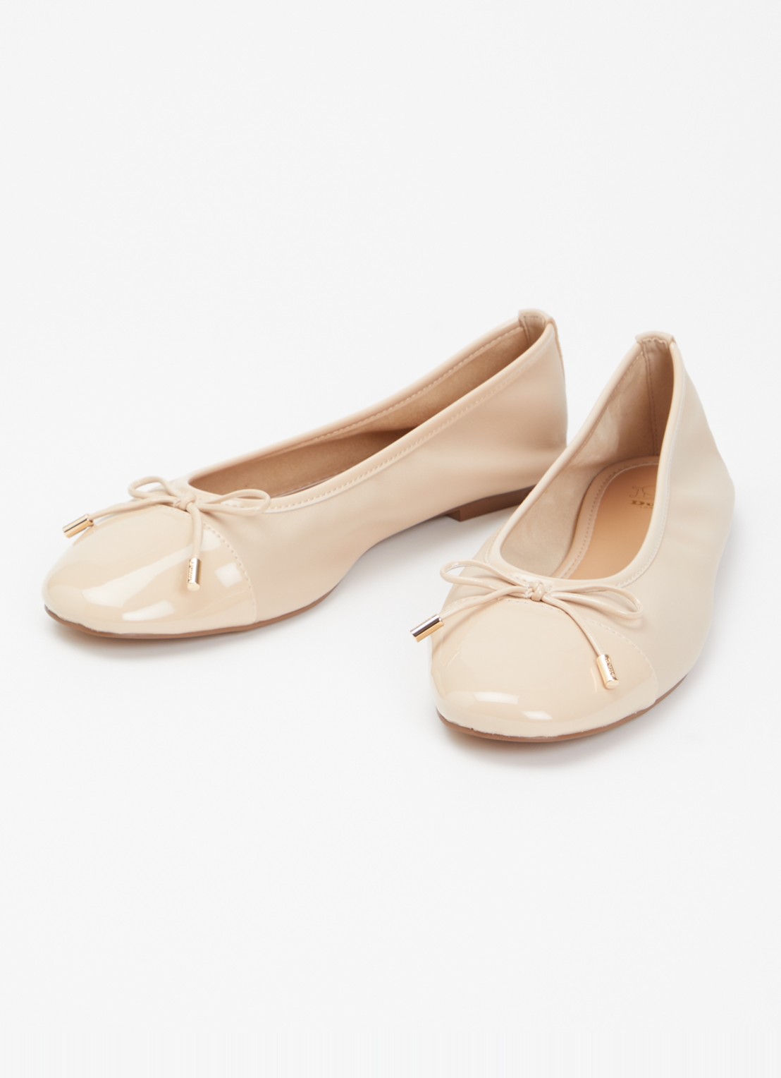 Dune London Haliah ballerina van leer met strikdetail - detail 3 beige