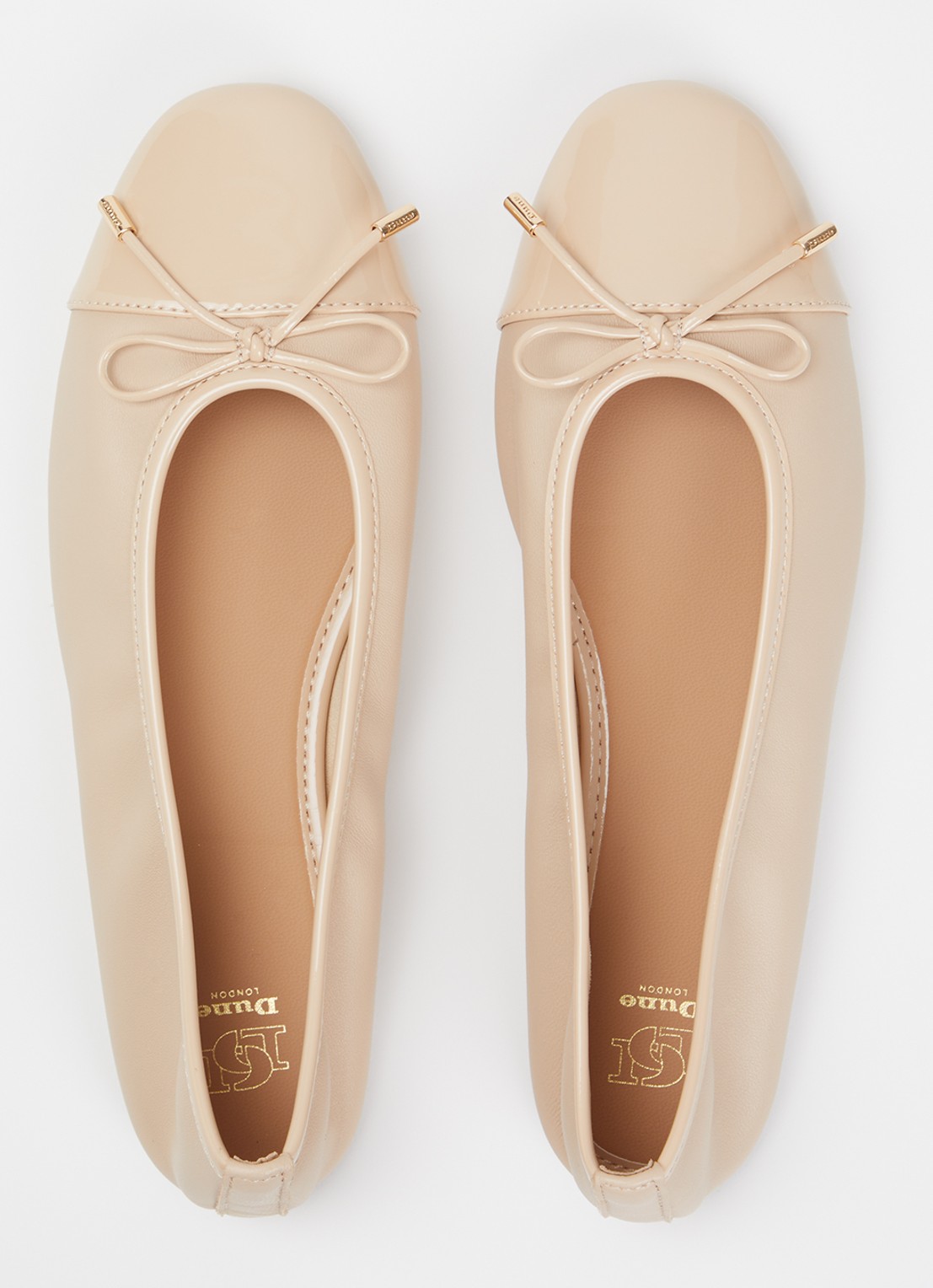 Dune London Haliah ballerina van leer met strikdetail - detail 4 beige