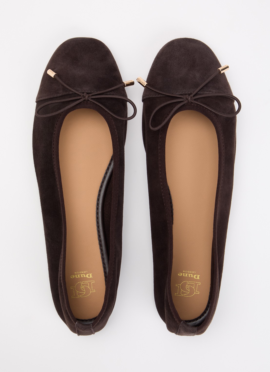 Dune London Haliah ballerina van leer met strikdetail - detail 4 donkerbruin