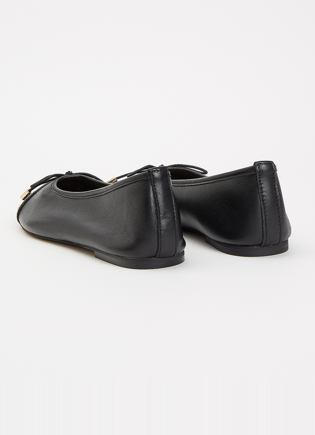 Dune London Haliah ballerina van leer met strikdetail - achterkant 4 diepzwart
