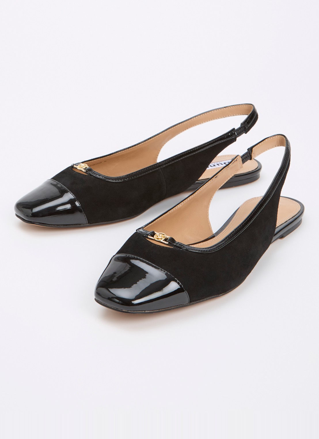 Dune London Hanna slingback van suède - detail zwart