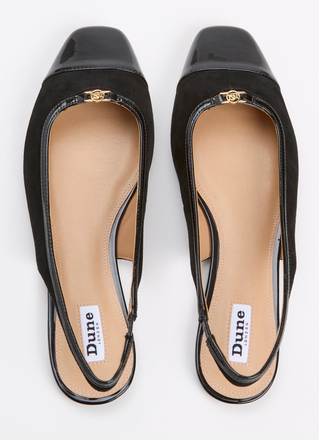 Dune London Hanna slingback van suède - detail 2 zwart