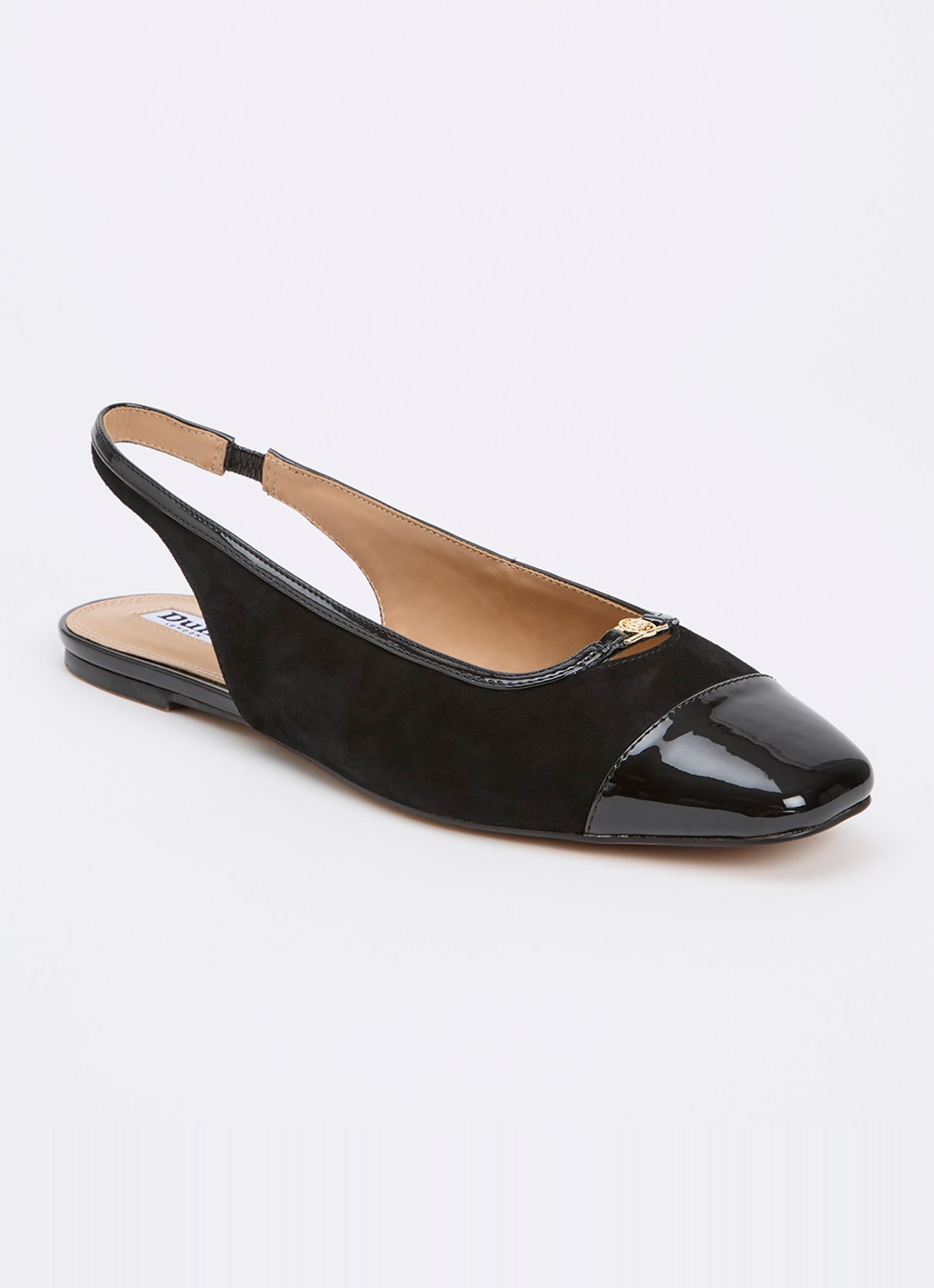 Dune London Hanna slingback van suède - voorkant 5 zwart