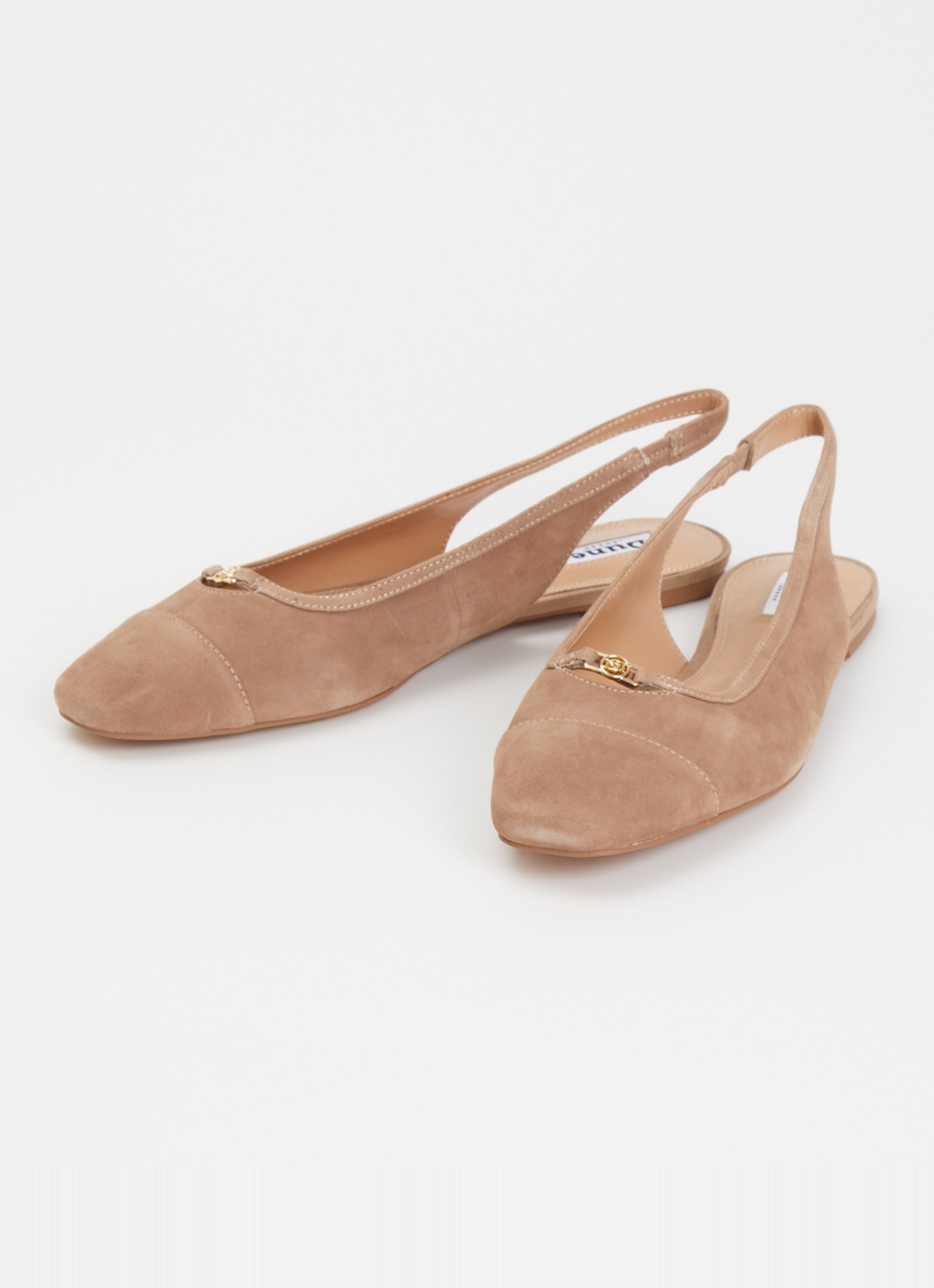 Dune London Hanna slingback van suède - detail 3 donkerbeige