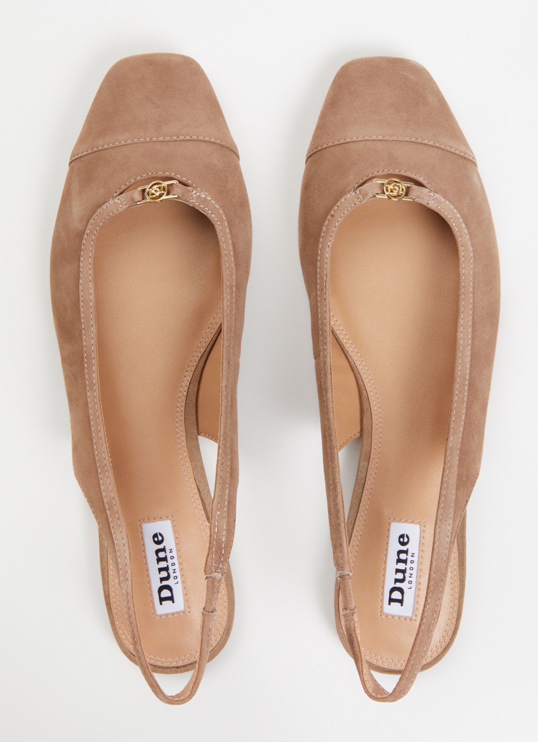 Dune London Hanna slingback van suède - detail 4 donkerbeige
