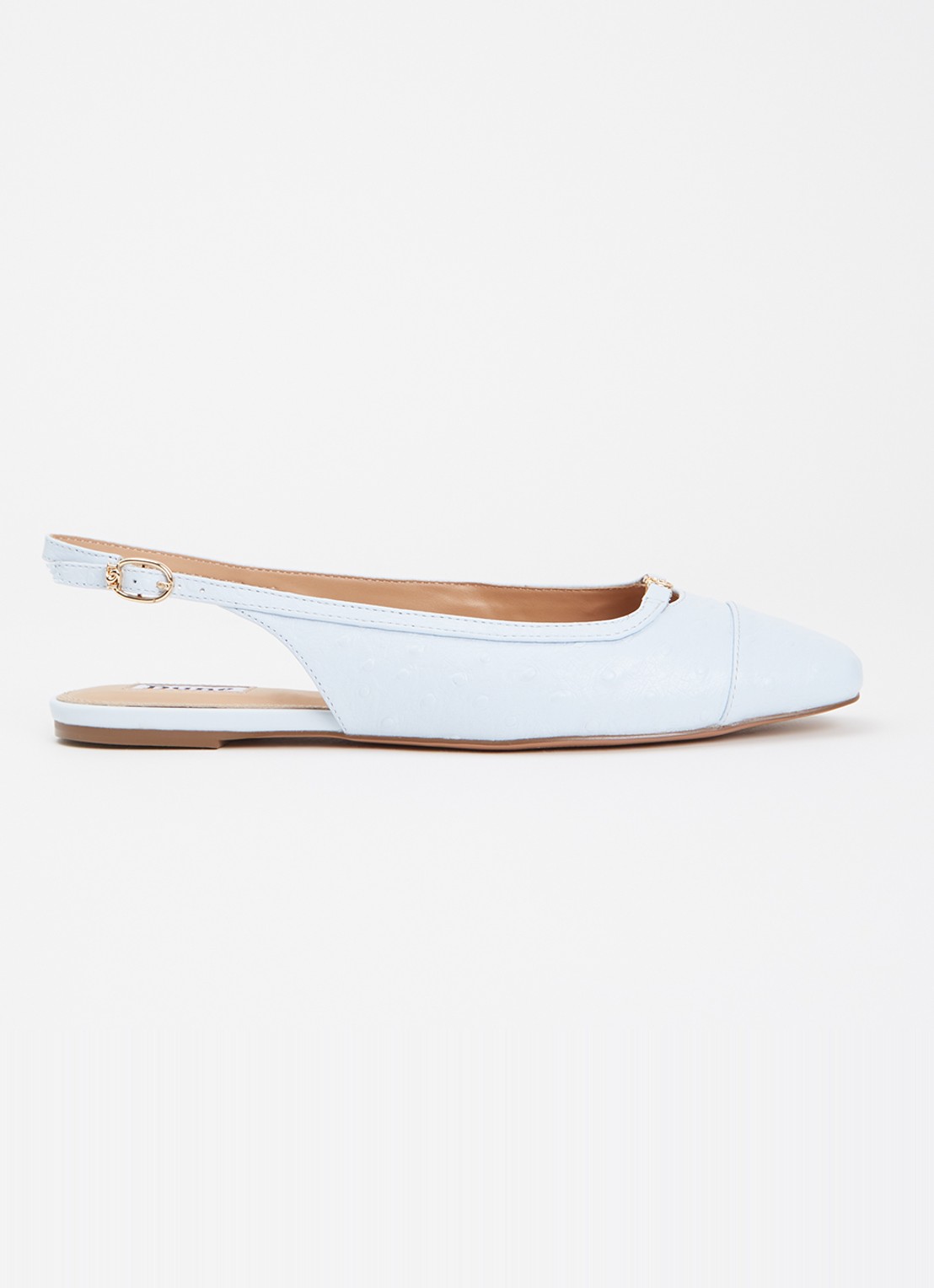 Dune London Hanna slingback van suède - voorkant lichtblauw