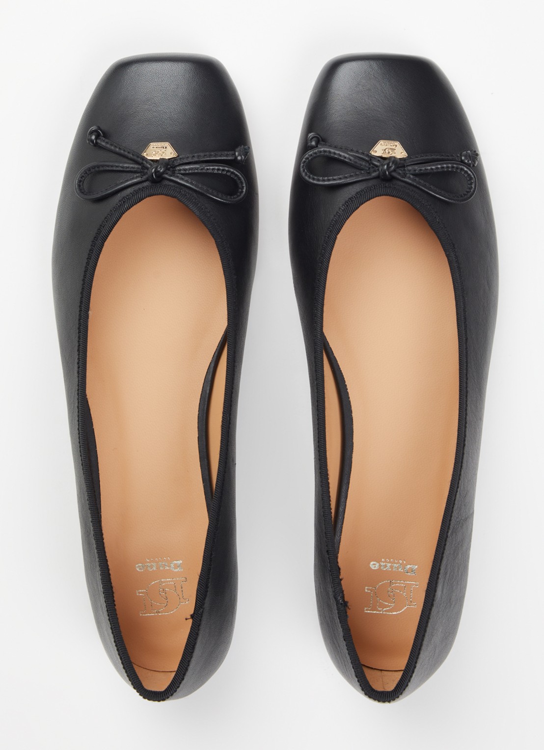 Dune London Harllowe ballerina van leer - detail 2 zwart