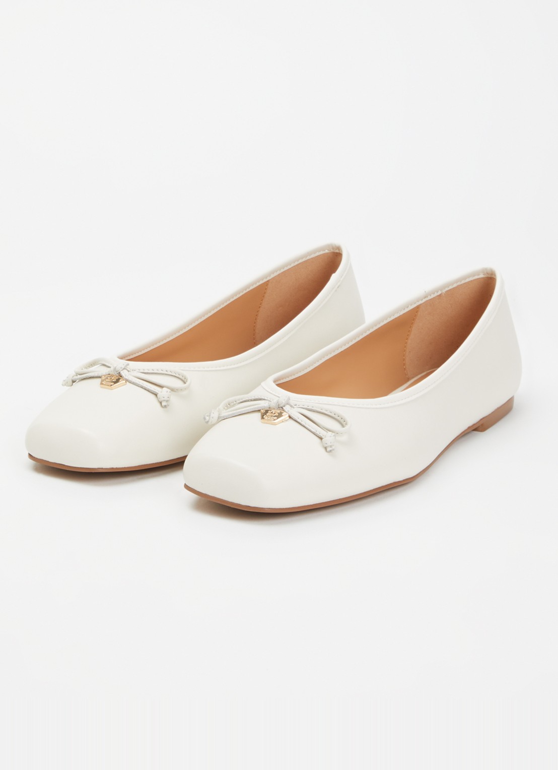 Dune London Harllowe ballerina van leer - detail 2 wit