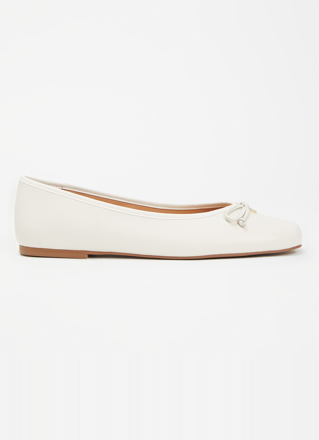 Dune London Harllowe ballerina van leer - voorkant wit