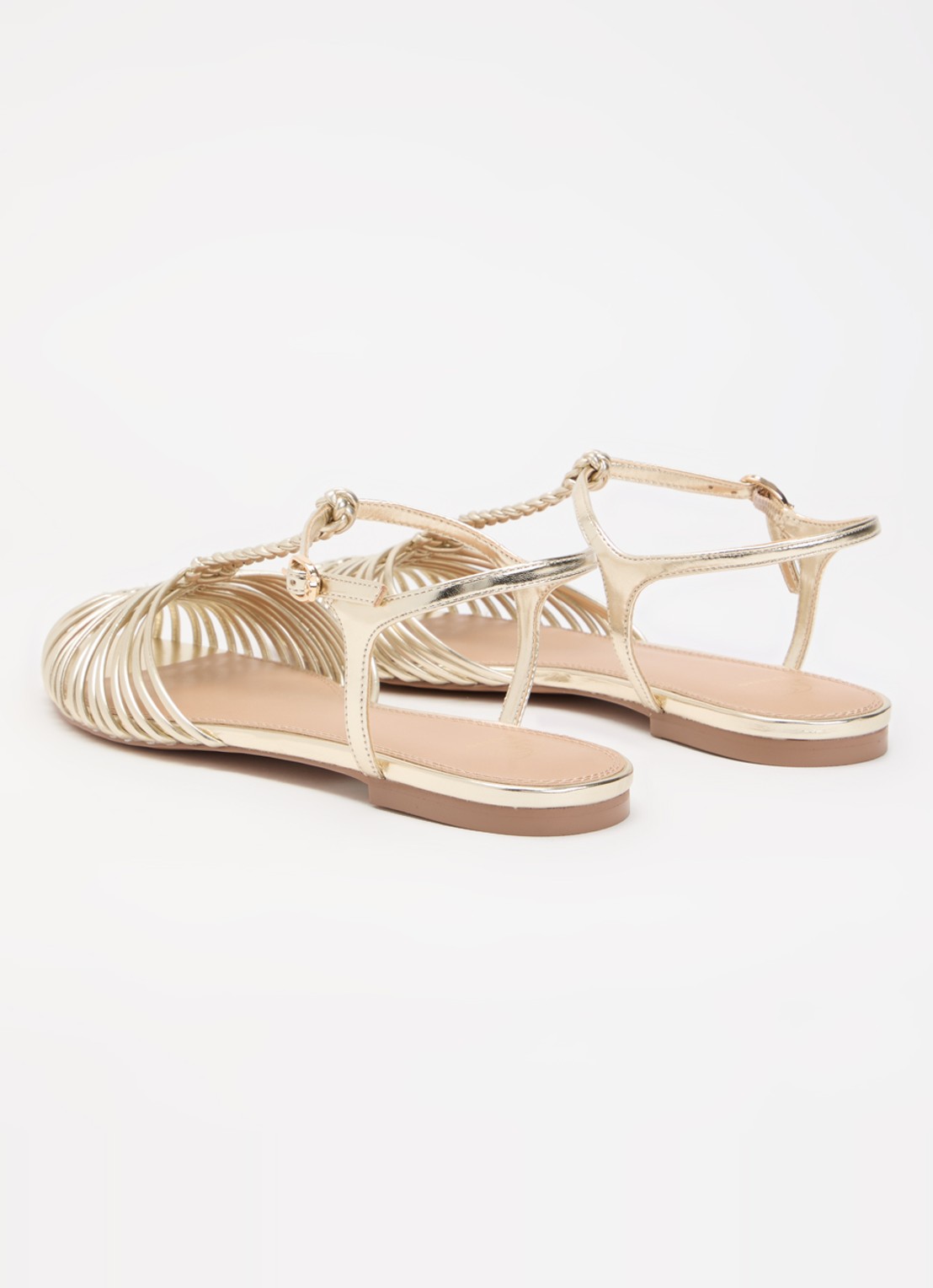 Dune London Harmoni sandaal met metallic finish - achterkant 5 goud