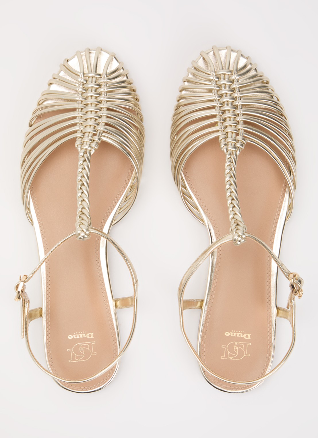 Dune London Harmoni sandaal met metallic finish - detail 2 goud