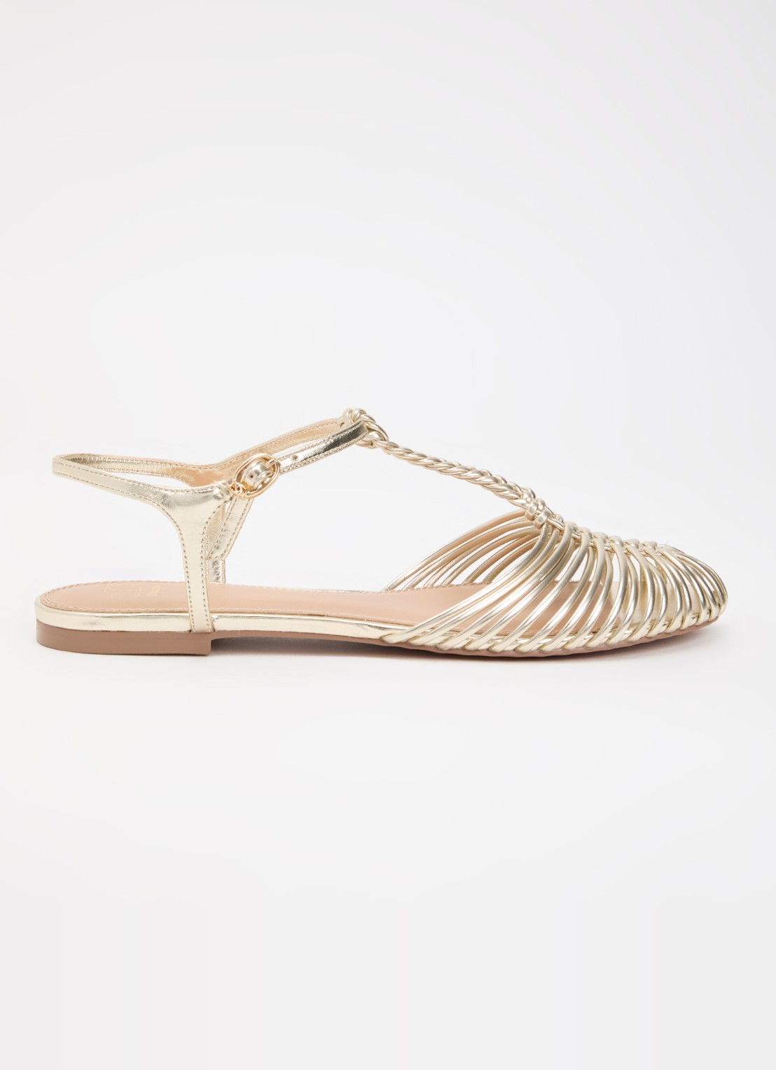 Dune London Harmoni sandaal met metallic finish - voorkant 4 goud