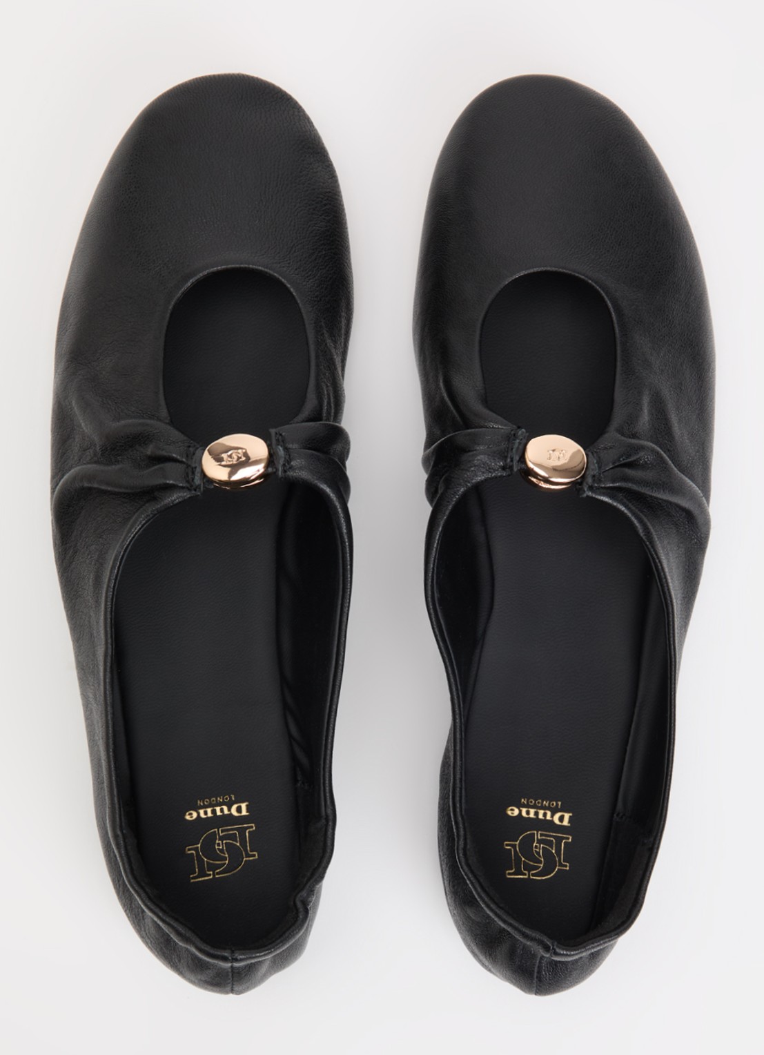 Dune London Havella ballerina van leer - detail 3 zwart