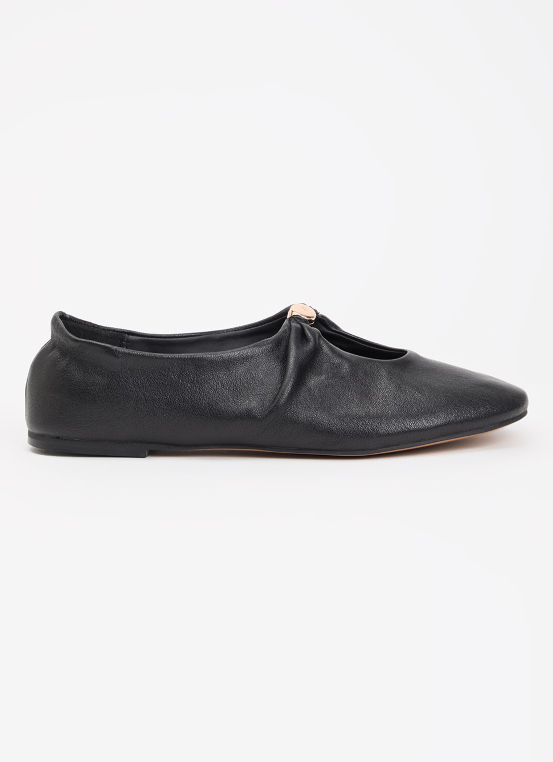 Dune London Havella ballerina van leer - voorkant zwart